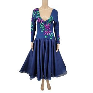 Vintage Waltz Latin Dancing Ballroom Gown Dress